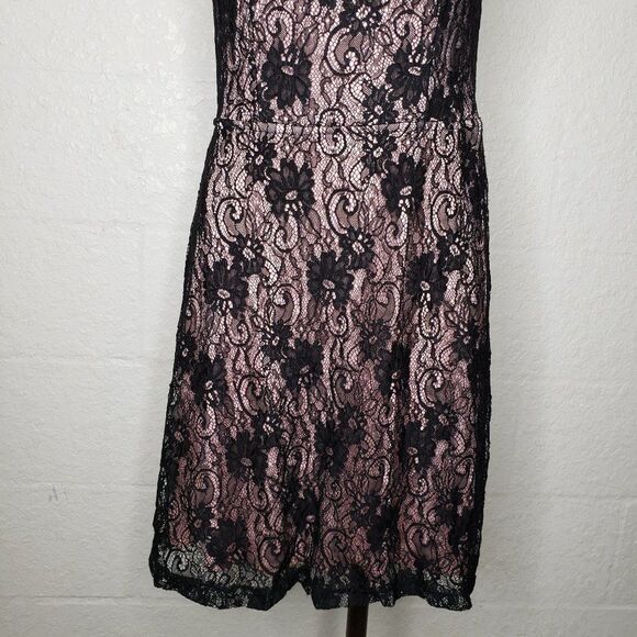 Charlotte Russe Black Lace Overlay Cut Out Dress L - Picture 7 of 16